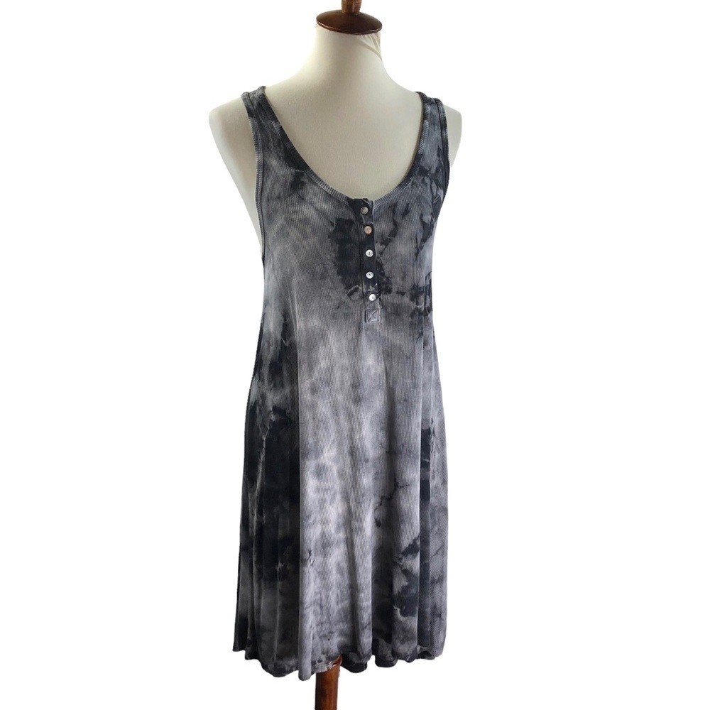 UO Silence & Noise Maxi Dress Sz S Tie Dye Ribbed Knit Grey Beach Coverup Casual